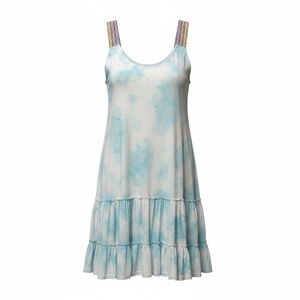 PITUSA🌊Aqua Tie Dye🎀Peruvian Strap Coverup/Sundress🎀Boho Resort Chic🎀